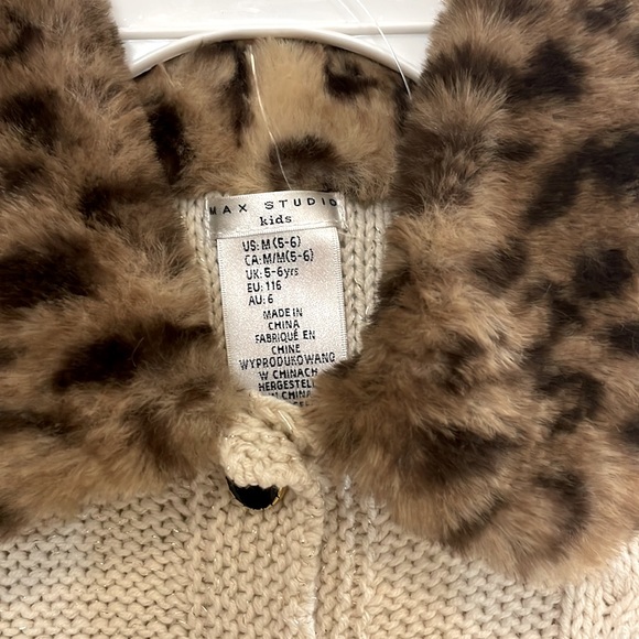 NWT Girls cardigan with fur collar and matching purse - Picture 2 of 5